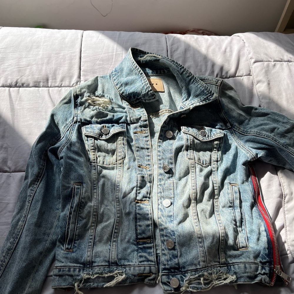 Blank NYC Light Blue Distressed Denim Jacket